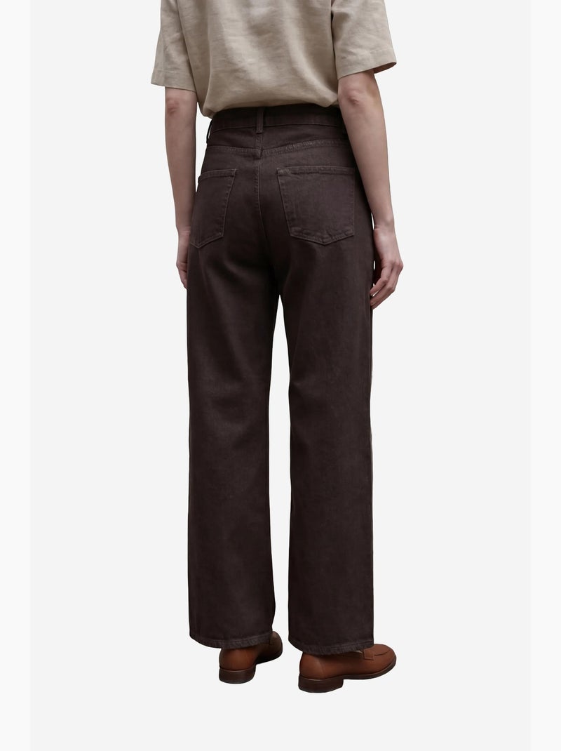 Mijn mode hoge taille, wijde pijpen, spijkerbroek met zakken my fashion Donkerbruin - Kiabi