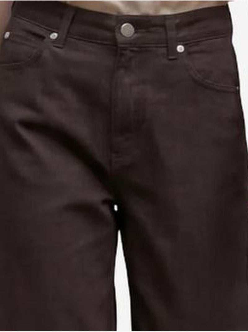 Mijn mode hoge taille, wijde pijpen, spijkerbroek met zakken my fashion Donkerbruin - Kiabi