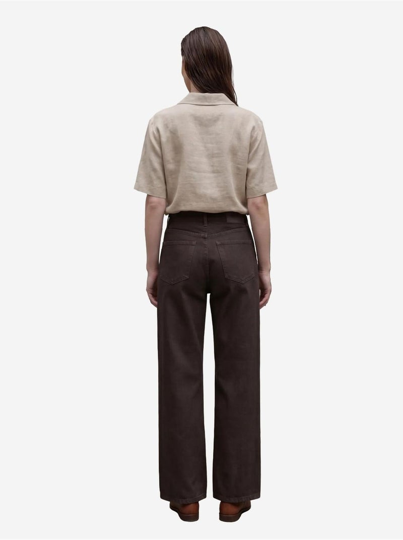 Mijn mode hoge taille, wijde pijpen, spijkerbroek met zakken my fashion Donkerbruin - Kiabi