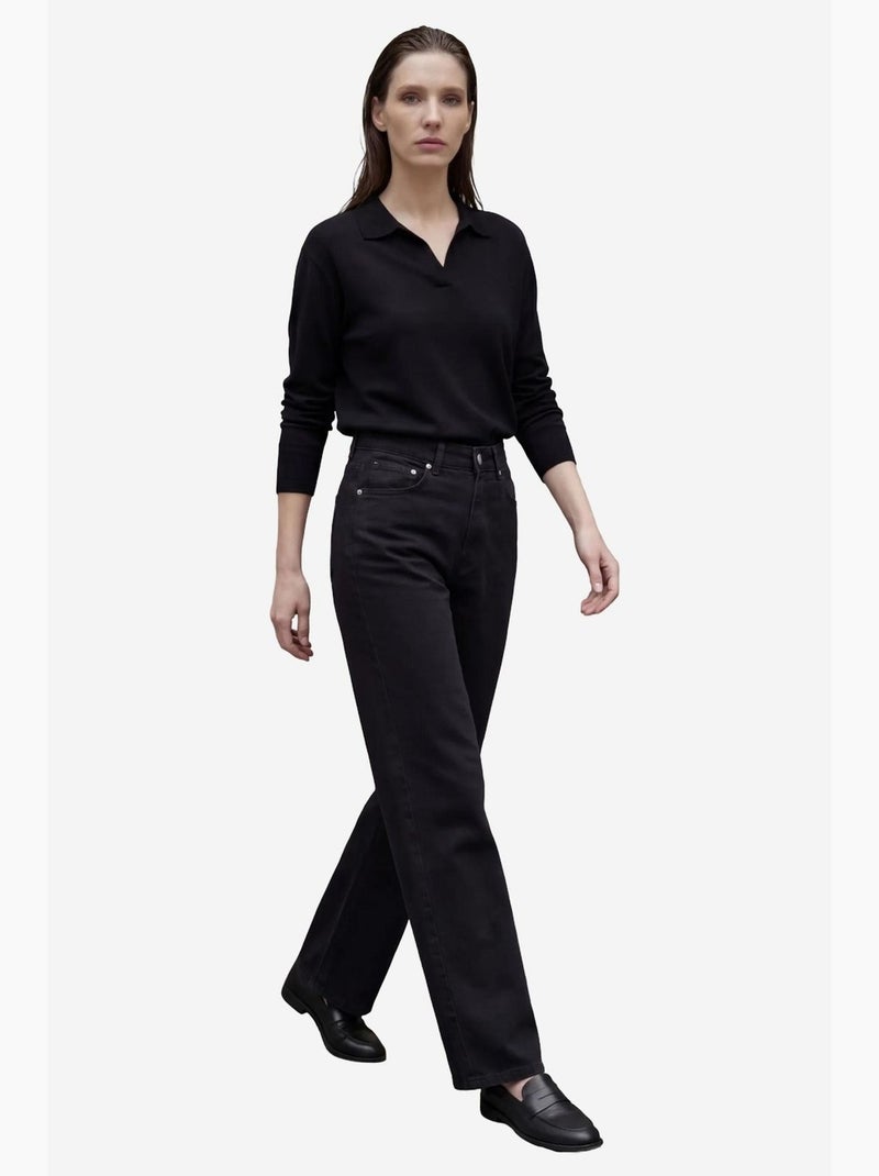 Mijn mode hoge taille, wijde pijpen, spijkerbroek met zakken my fashion Zwart - Kiabi