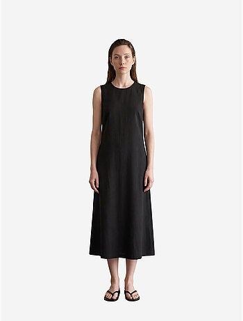 Mijn mode mouwloze maxi-jurk met u-kraag en uitsnijdingen my fashion