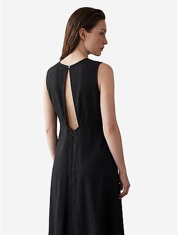 Mijn mode mouwloze maxi-jurk met u-kraag en uitsnijdingen my fashion