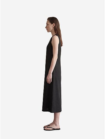 Mijn mode mouwloze maxi-jurk met u-kraag en uitsnijdingen my fashion