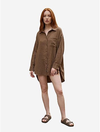 Mijn mode oversized, getextureerd shirt met knoopsluiting my fashion