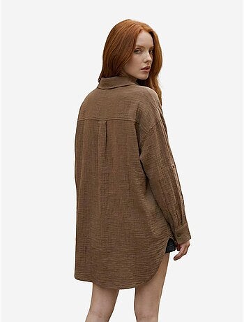 Mijn mode oversized, getextureerd shirt met knoopsluiting my fashion