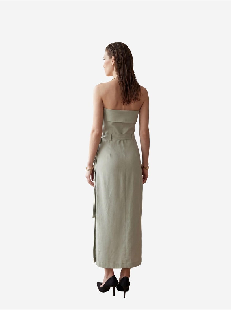 Mijn mode strapless maxi-jurk met riem my fashion Pastelgroen - Kiabi
