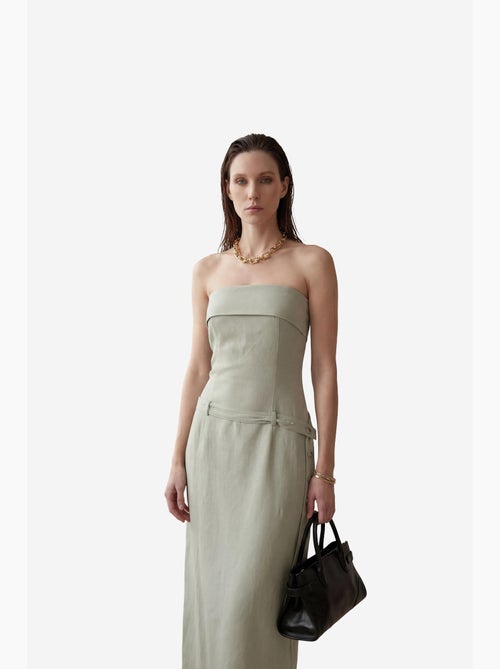 Mijn mode strapless maxi-jurk met riem my fashion - Kiabi Mijn mode strapless maxi-jurk met riem my fashion - Kiabi