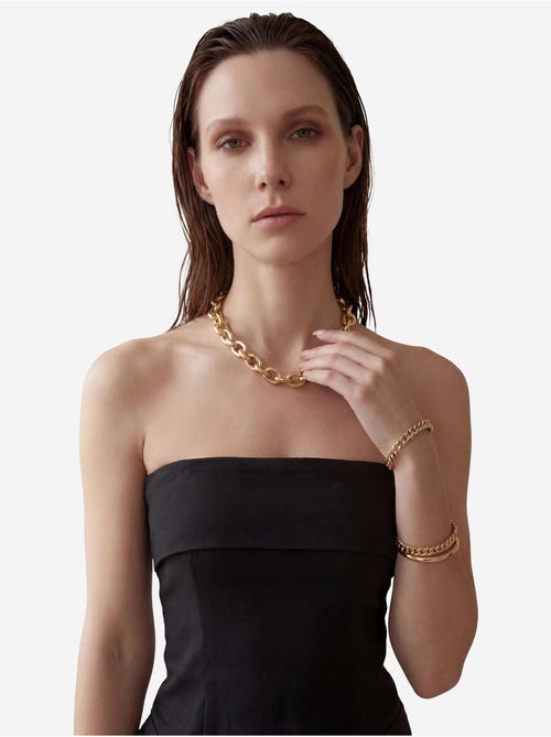 Mijn mode strapless maxi-jurk met riem my fashion - Kiabi Mijn mode strapless maxi-jurk met riem my fashion - Kiabi