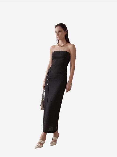 Mijn mode strapless maxi-jurk met riem my fashion - Kiabi Mijn mode strapless maxi-jurk met riem my fashion - Kiabi