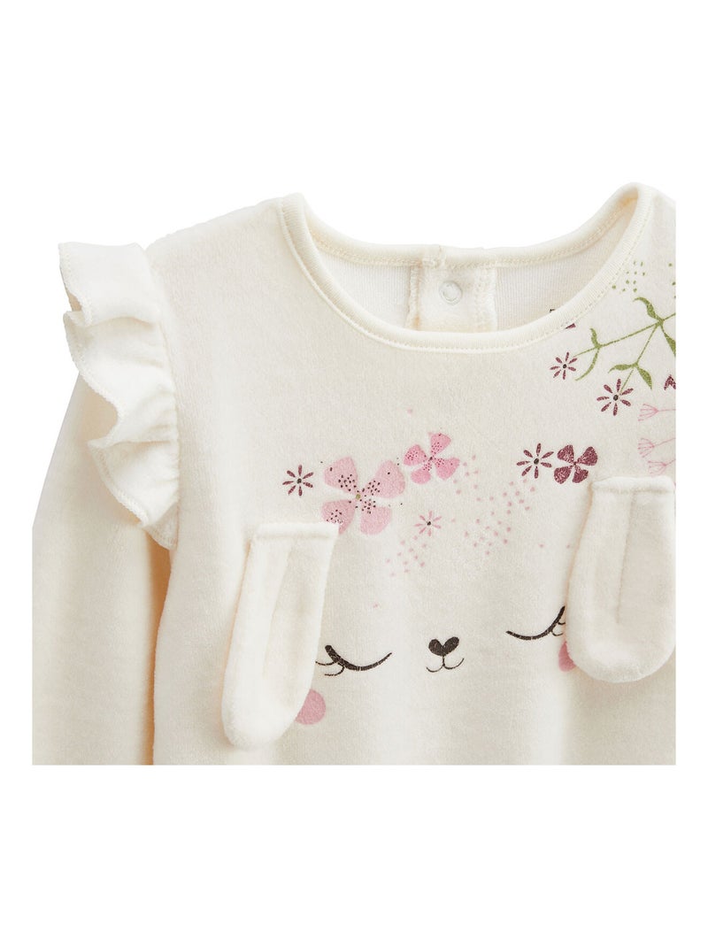 Mila tweedelige velours pyjama voor kinderen Ecru - Kiabi