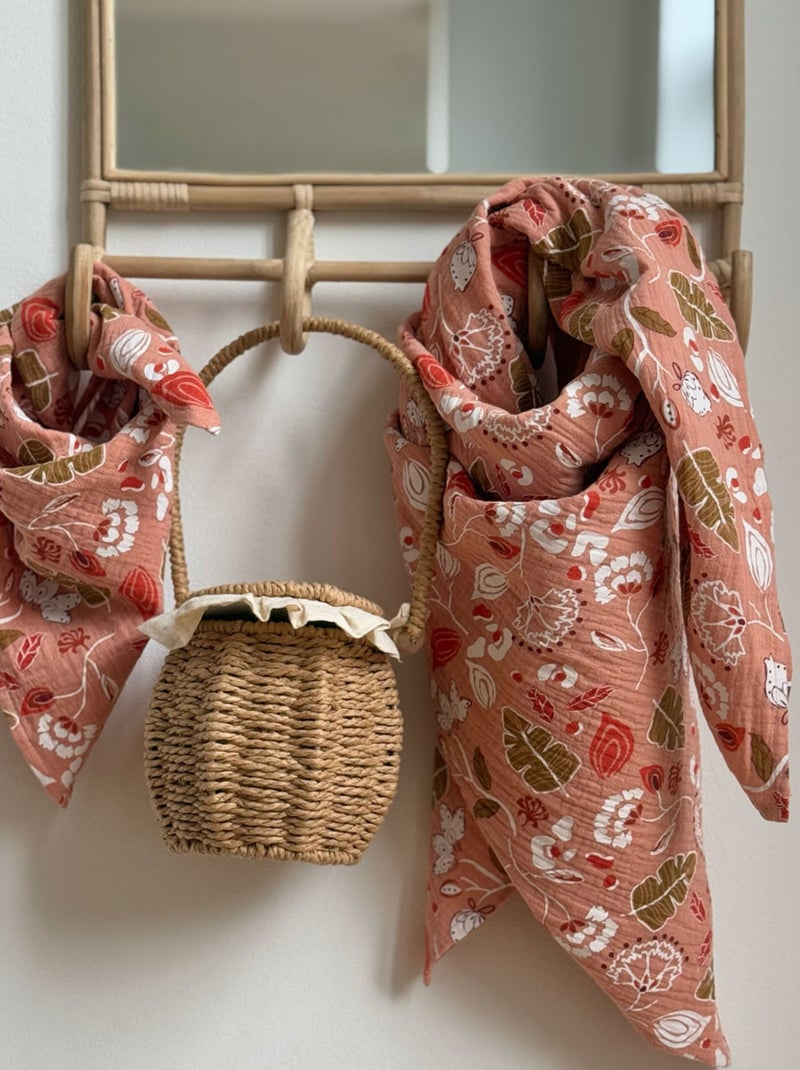 Mindanao katoenen gaas sjaal 50 x 50 cm Roze - Kiabi