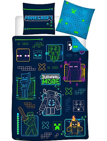 Minecraft survival mode housse de couette 140x200 cm + taie 63x63