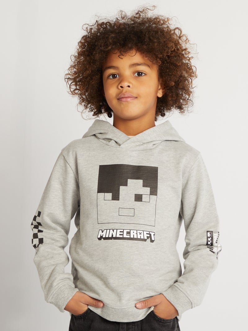 'Minecraft'-sweater met capuchon GRIJS - Kiabi