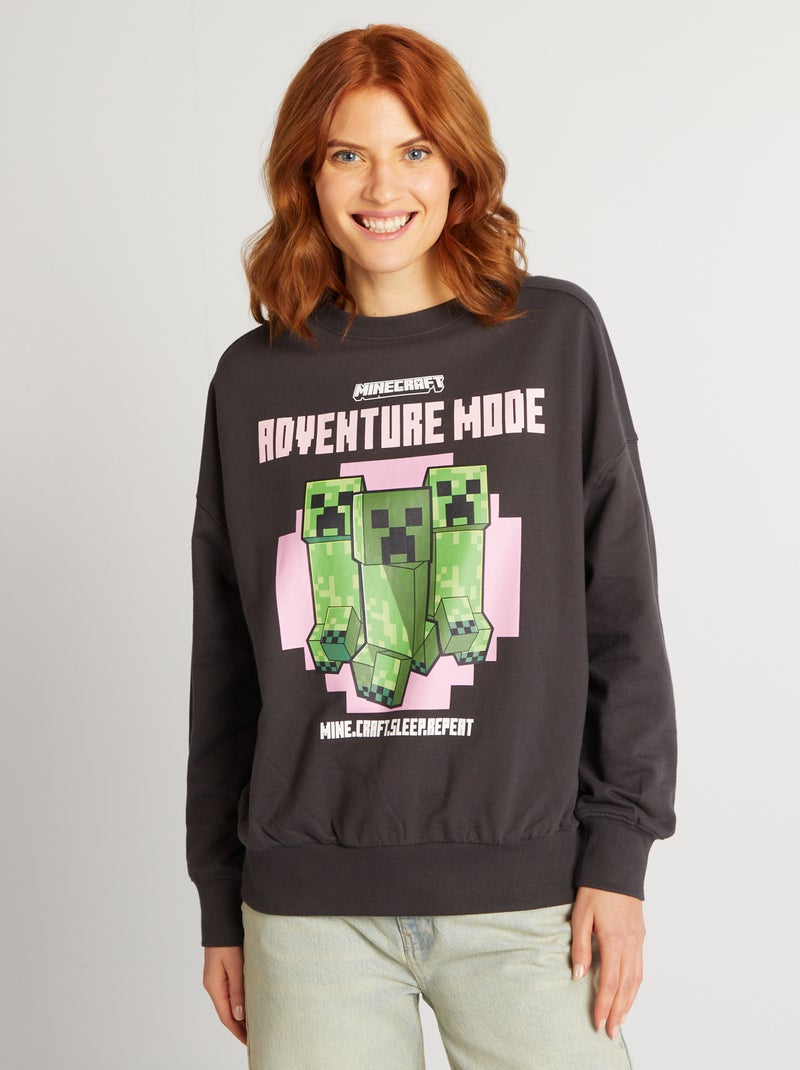 'Minecraft'-sweater van joggingstof ZWART - Kiabi