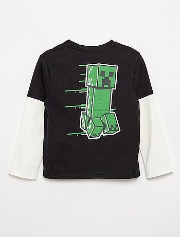 Minecraft T-shirt met prints en contrasterende mouwen