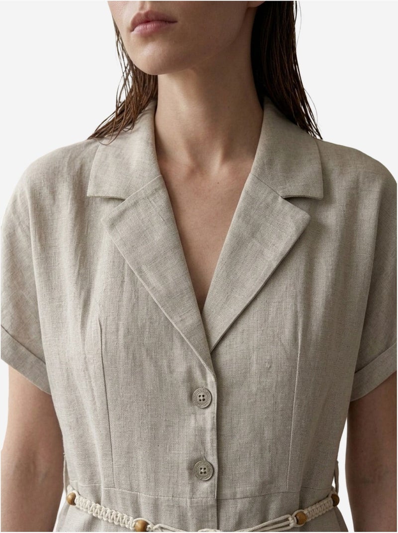 Mini blousejurk van katoenpopeline my fashion Natuurlijk beige - Kiabi