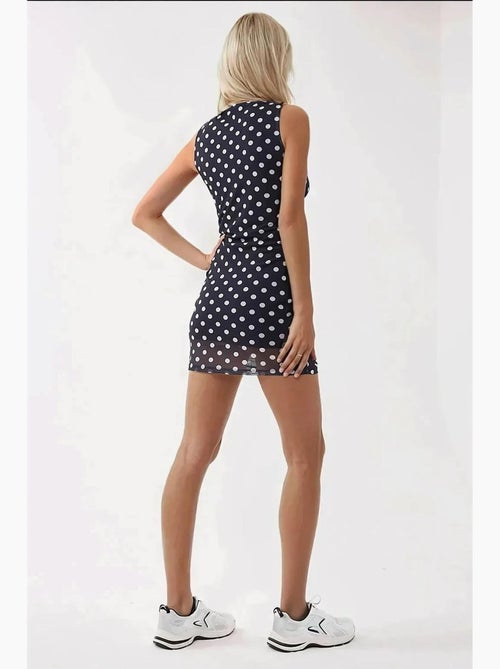 Mini-bodyconjurk met stippenprint en boothals hiccup - Kiabi Mini-bodyconjurk met stippenprint en boothals hiccup - Kiabi