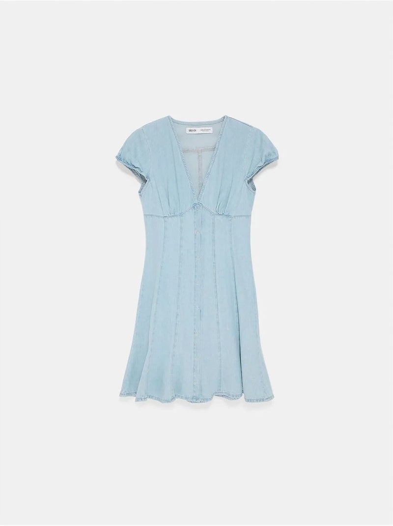 Mini denim jurk in a-lijn dilvin Lichtblauw - Kiabi