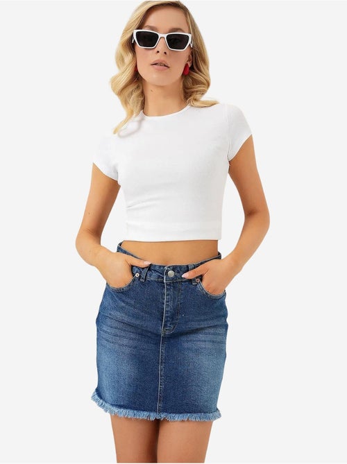 Mini-denimrok met franjes bdart - Kiabi