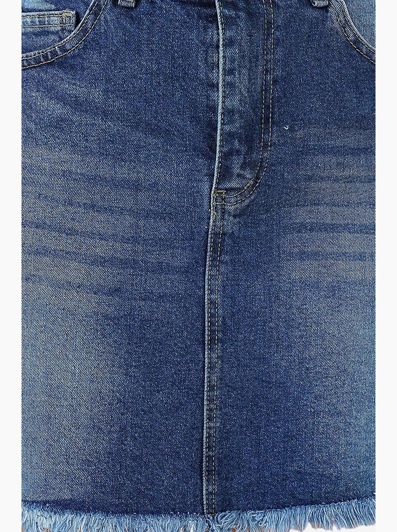 Mini-denimrok met franjes bdart Marineblauw - Kiabi