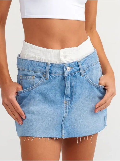 Mini denimrok met middelhoge taille en destroyed details dilvin - Kiabi