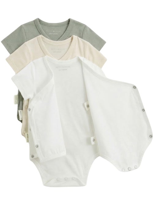 Mini dream 3-pack babyrompertjes met korte mouwen en overslagopening - Kiabi Mini dream 3-pack babyrompertjes met korte mouwen en overslagopening - Kiabi