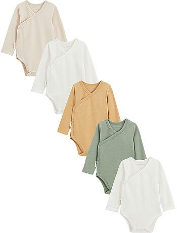 Mini dream 5-pack babyrompertjes met lange mouwen en overslagopening