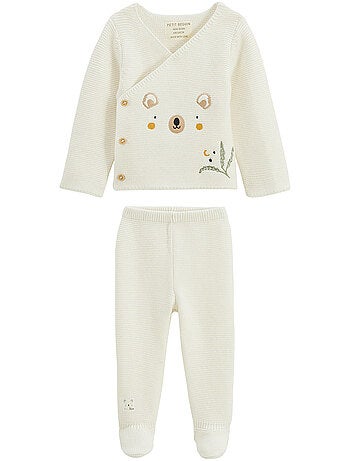 Mini dream baby set: vestje en broekje met gebreide voetjes