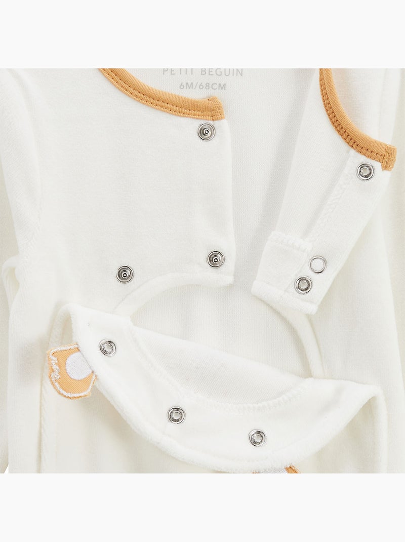 Mini Dream velours babypyjama met brugsluiting Ecru - Kiabi