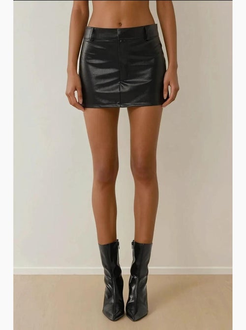 Mini-jupe ajustée taille basse en similicuir hiccup - Kiabi