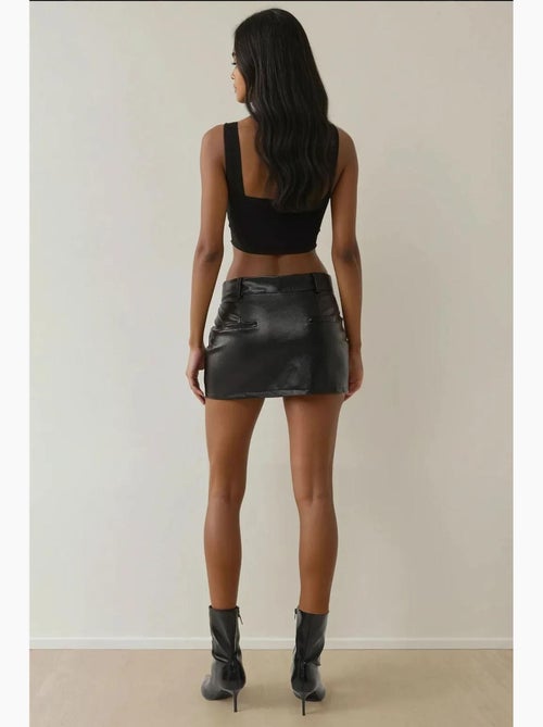Mini-jupe ajustée taille basse en similicuir hiccup - Kiabi