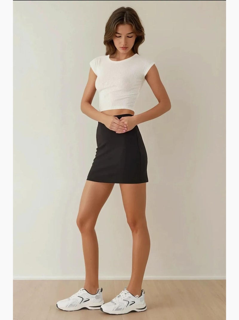 Mini-jupe ajustée taille haute hiccup Noir - Kiabi