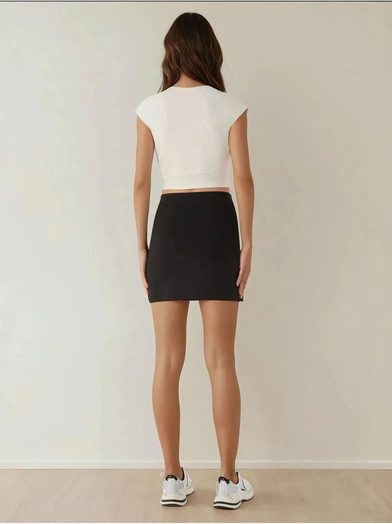 Mini-jupe ajustée taille haute hiccup Noir - Kiabi