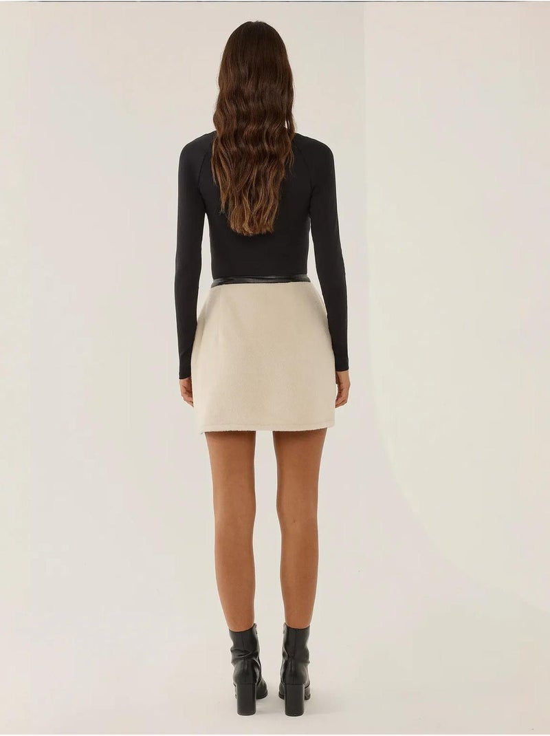 Mini-jupe ceinturée Beige naturel - Kiabi