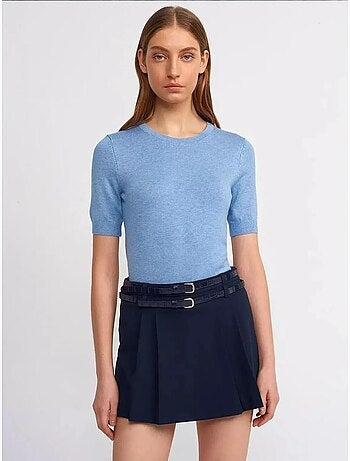 Mini-jupe courte plissée taille mi-haute avec ceinture hiccup