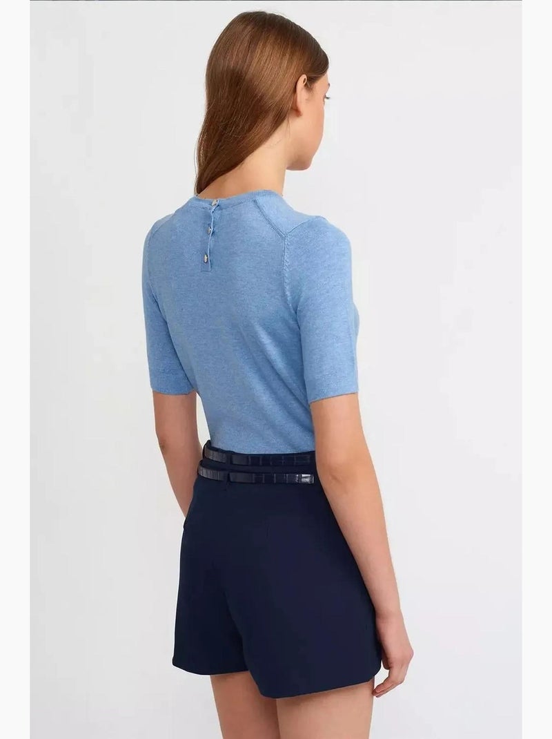 Mini-jupe courte plissée taille mi-haute avec ceinture hiccup Bleu - Kiabi