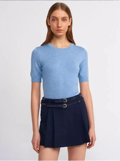 Mini-jupe courte plissée taille mi-haute avec ceinture hiccup - Kiabi