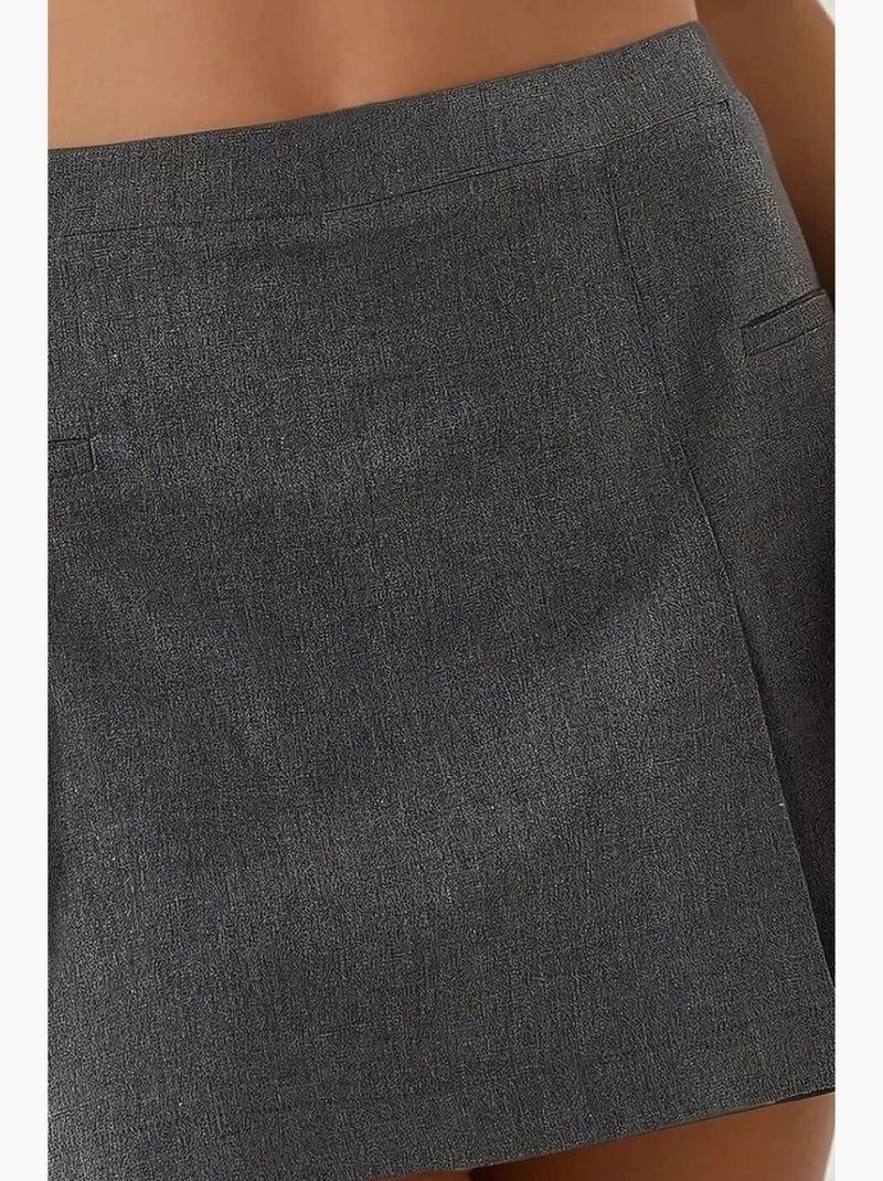 Mini-jupe droite taille haute hiccup Gris - Kiabi