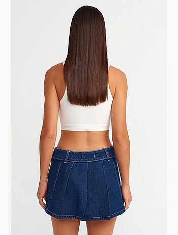 Mini-jupe en denim de coton avec ceinture dilvin