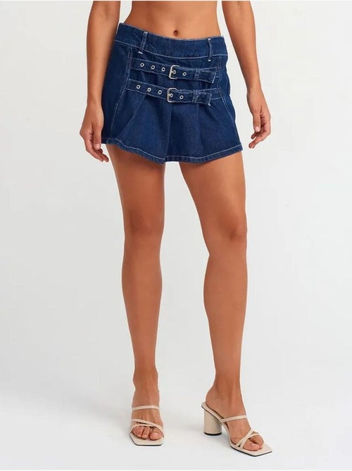 Mini-jupe en denim de coton avec ceinture dilvin - Kiabi