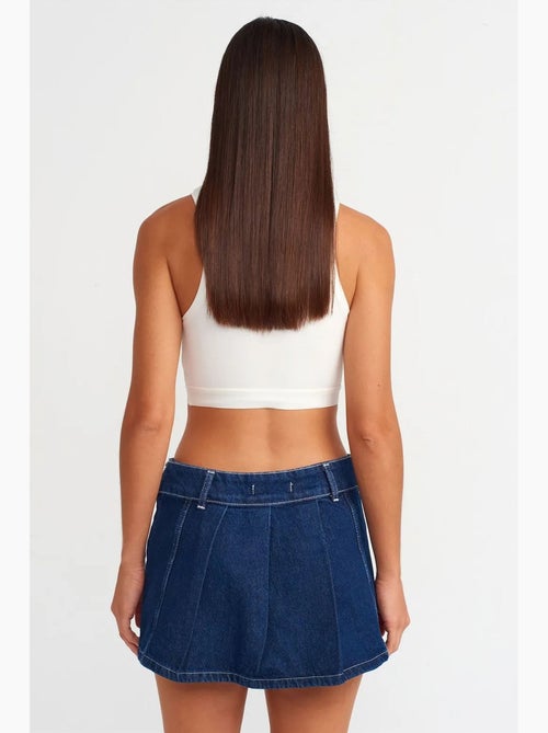 Mini-jupe en denim de coton avec ceinture dilvin - Kiabi