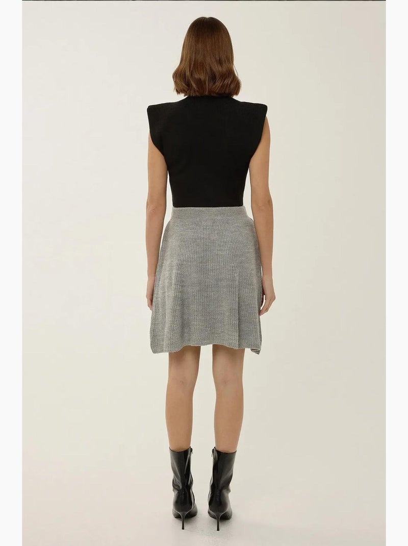Mini-jupe en tricot hiccup Gris - Kiabi