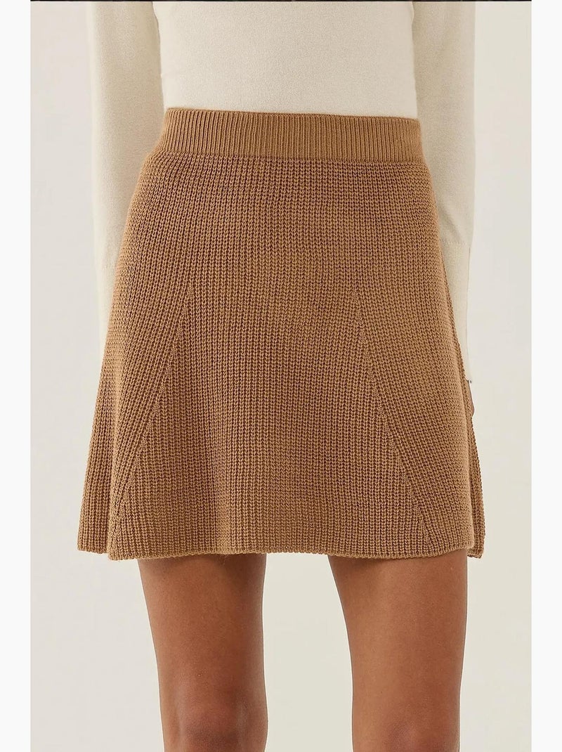 Mini-jupe en tricot hiccup Marron - Kiabi