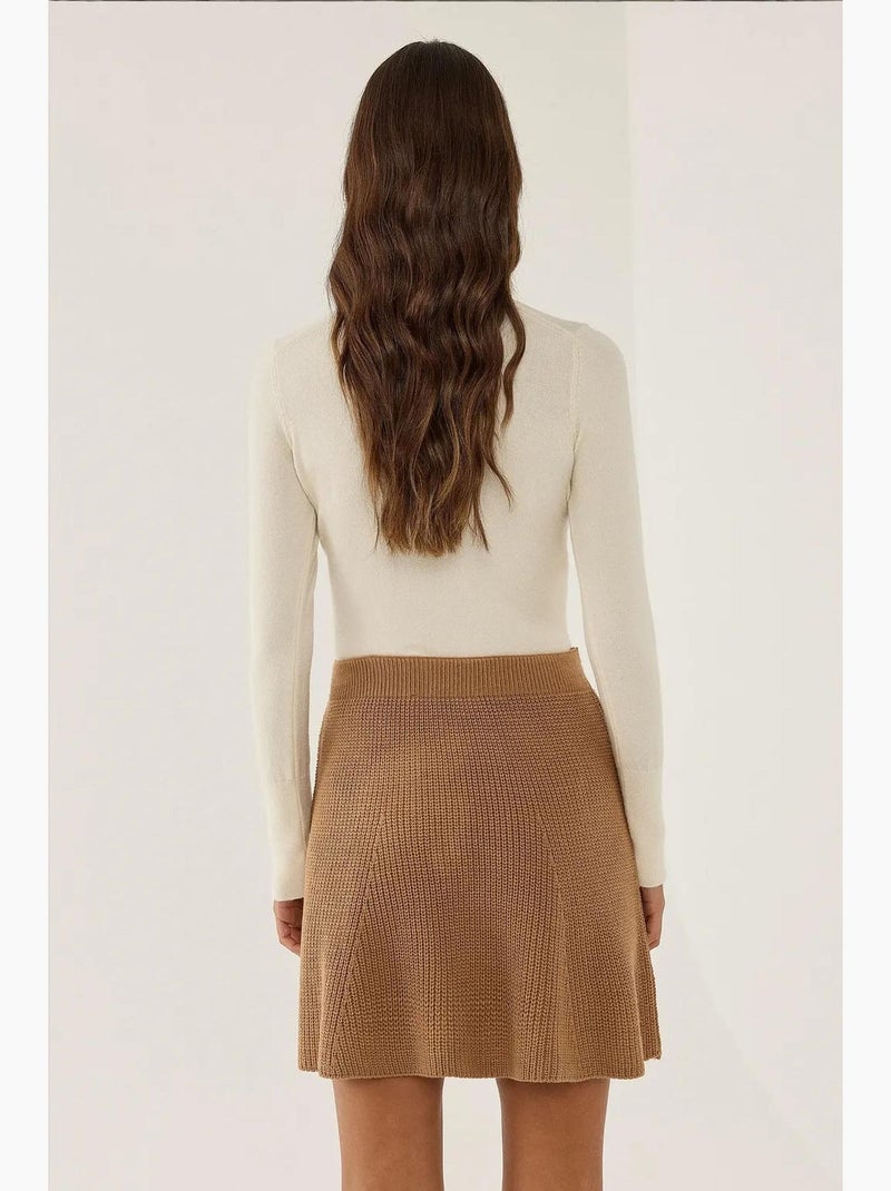 Mini-jupe en tricot hiccup Marron - Kiabi