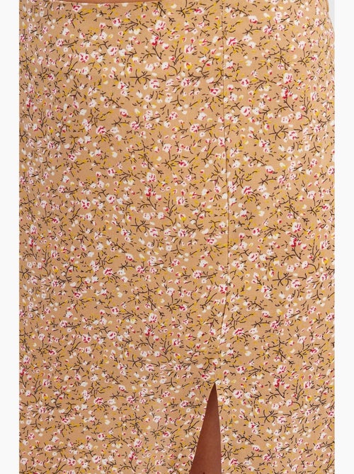 Mini-jupe fleurie taille haute fendue sur le côté hiccup - Kiabi