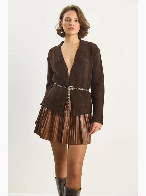 Mini-jupe plissée en cuir lucci - Kiabi