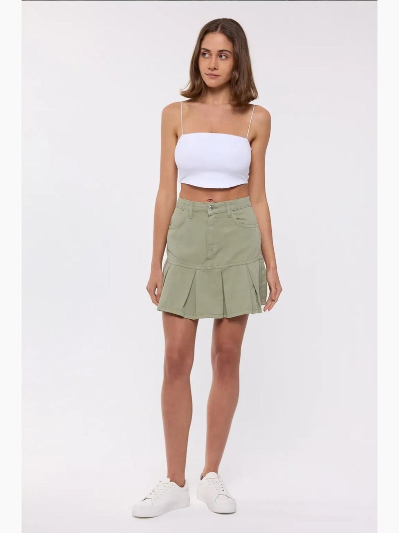 Mini-jupe plissée taille haute hiccup Vert - Kiabi