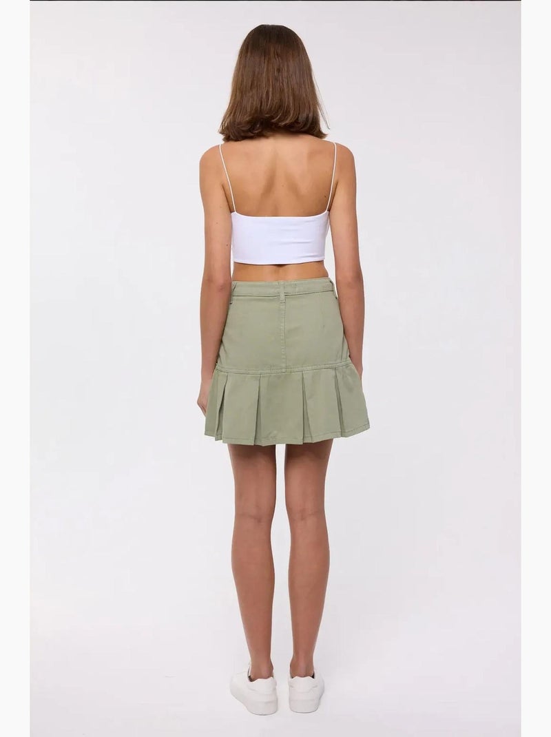 Mini-jupe plissée taille haute hiccup Vert - Kiabi