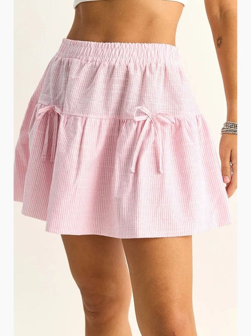 Mini-jupe rayée taille haute en seersucker lucci - Kiabi