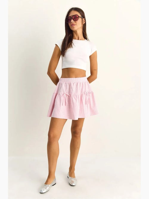 Mini-jupe rayée taille haute en seersucker lucci - Kiabi